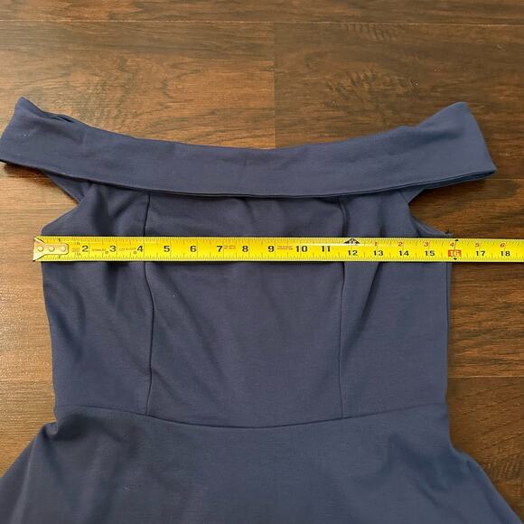 Lulu's Season of Fun blue off-the-shoulder fit & flair mini dress size M - Picture 12 of 13